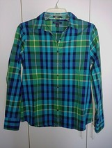 Land&#39;s End Ladies No Iron Supima LS-PLAID Button SHIRT-8-NWOT-100% COTTON-NICE - £10.43 GBP