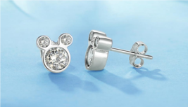 925 Sterling Silver Disney&#39;s Mickey Mouse Cubic Zirconia Stud Earrings - £12.67 GBP