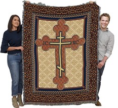 Orthodox Cross Blanket - Religious Gift Tapestry Throw Woven From Cotton - Made - £72.10 GBP