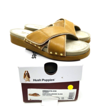 Hush Puppies Women&#39;s Chrysta Xband Leather Slide Sandals- Tan, US 6.5W - £22.92 GBP