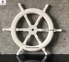 15&quot; Wooden Ship Wheel Steering Wheel Nautical Handcrafted Home Wall Decor  - £54.26 GBP