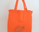 Bey Berk Orange Carrot Re-usable Foldable Bag Recycled Leather/Nylon - $14.95