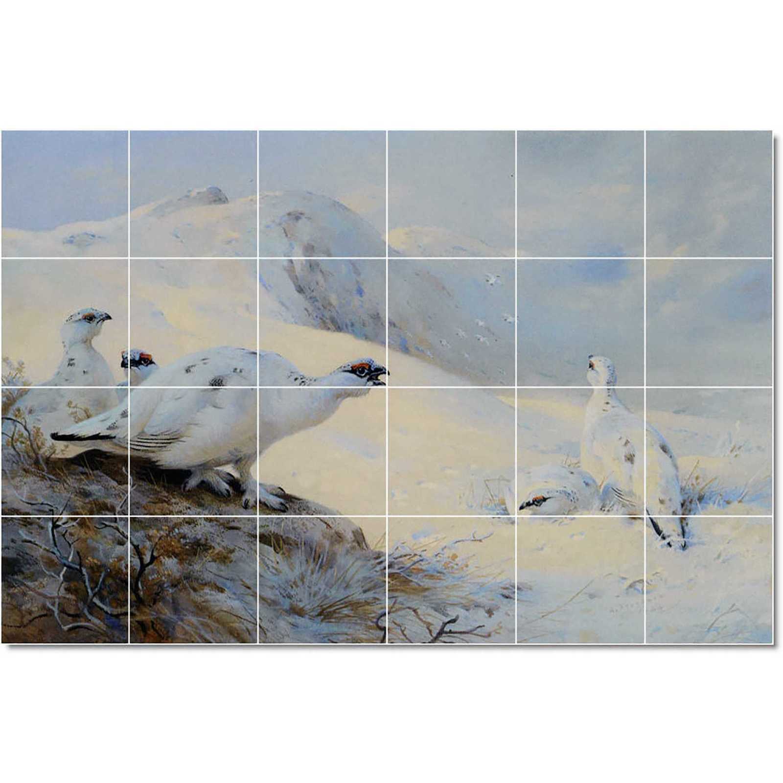 Thorburn archibald ptarmigan calling in the snow 1926 watercolor and gouache