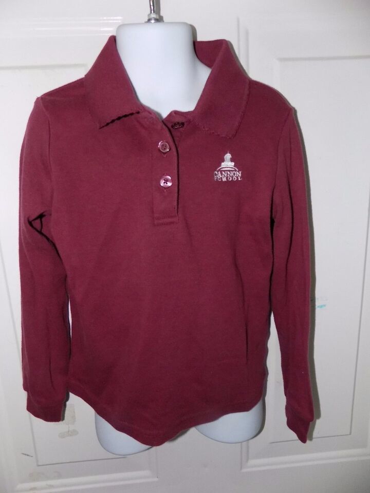 French Toast Burgundy Long Sleeve Scalloped Color Polo Size 6 Girl's EUC - $13.14