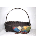 Dark Brown Basket with Adorable 2 &quot;Stuffed Pillow&quot; Hearts! 11x7x4 - Fast... - $18.81 CAD