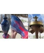 ANTIQUE double socket BENJAMIN ceramic drip table lamp FOR STAINED GLASS... - $169.99