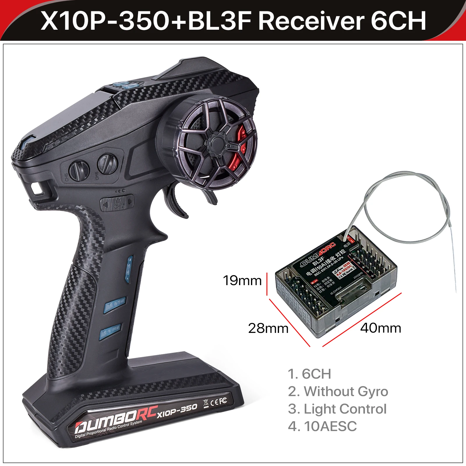 DumboRC X10P-350 2.4G 6CH RC Transmitter and Receiver Kit - £54.08 GBP+