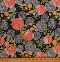 Cotton Dandelions Nature Spring Dandi Duo Black Fabric Print by the Yard D587.88 - £12.60 GBP