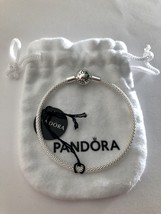 Genuine Pandora Sterling Pandora Moments Mesh Bangle Charm Bracelet 596543-17 - £42.98 GBP