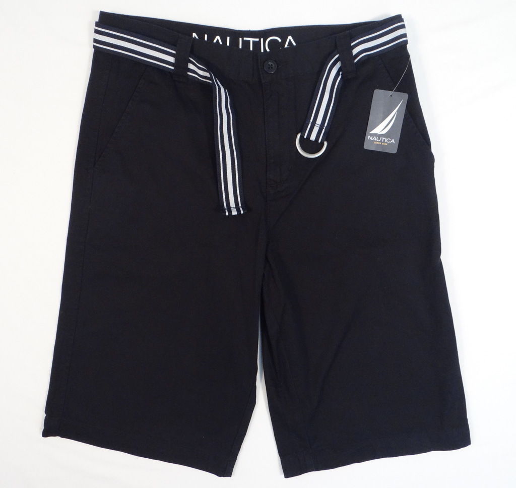 Nautica Black Flat Front Casual Shorts with Belt Youth Boys NWT - $44.99