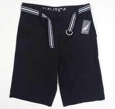 Nautica Black Flat Front Casual Shorts with Belt Youth Boys NWT - £35.29 GBP