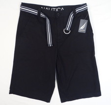 Nautica Black Flat Front Casual Shorts with Belt Youth Boys NWT - £35.85 GBP