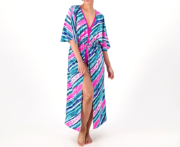 Belle Beach by Kim Gravel Tie Front Cover-Up - Rainbow Stripe, Medium / ... - £23.18 GBP