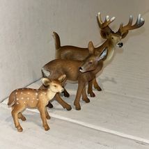 Schleich lot of 3 Deer Family, Buck Doe And Fawn American Forest Figures B3 - $19.75