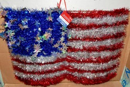 4th Of July Flag Wreath 22&quot; x 12&quot; Garland Over Plastic Base Celebrate It... - £6.89 GBP