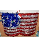 4th Of July Flag Wreath 22&quot; x 12&quot; Garland Over Plastic Base Celebrate It... - £6.78 GBP