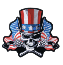 10&quot; Angry Skull Uncle Sam American Flag Jacket Patch - £23.64 GBP