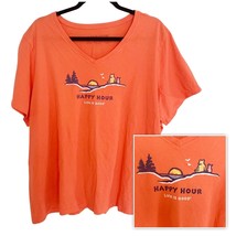 Life Is Good Orange Happy Hour Pine Trees V Neck Crusher Tee XXXL - $28.00
