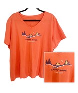 Life Is Good Orange Happy Hour Pine Trees V Neck Crusher Tee XXXL - $28.00