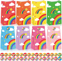 Party Favor Paper Bags 40 Pcs, Rainbow Treat Bag with Stickers Small Goody Bag G - £12.60 GBP