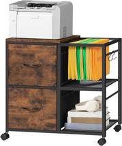 Mobile File Cabinet, 2 Fabric Drawer Lateral Filing Cabinet Fits A4 Or Letter - £48.56 GBP