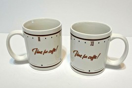 Houston Harvest Pair of Coffee Tea Cups Mugs Time for Coffee - £8.48 GBP