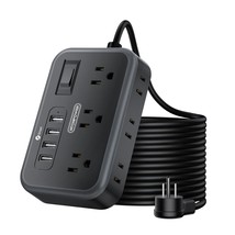 Flat Plug Extension Cord 25 Ft, NTONPOWER 6 Widely Spaced Outlet(2 Side) Power S - £43.95 GBP
