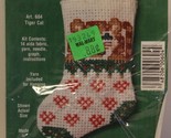 Vintage Stitch N Hang Counted Cross Stitch Kit Tiger Cat Stocking Box2 - $9.89