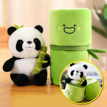 25 40CM Kawaii Bamboo Tube Panda Set Plush Pillow Doll Toy Cute Plushies Stuffed - £4.66 GBP+