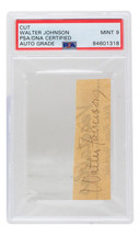 Walter Johnson Firmado Washington Senators Firmas Cortar PSA/DNA Mint 9 - £3,100.74 GBP