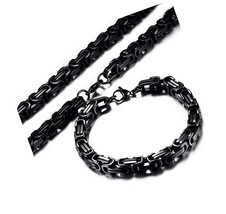 Men&#39;s Stainless Steel Mechanic Chunky Byzantine Chain 9 - £58.57 GBP