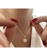 Cube Necklace 18k Gold Filled Luxury Waterproof Jewelry - £18.87 GBP
