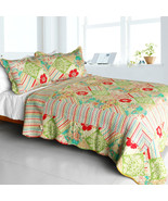 [Springtime Hills] Cotton 3PC Vermicelli-Quilted Floral Patchwork Quilt ... - £63.86 GBP
