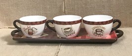 Yankee Candle Company Coffee Shop Mocha Latte Mini Mug Tea Light Holders w Tray - $17.82