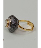 14K Yellow Gold Round Rose Cut Blue sapphire gemstone Diamond Ring, Blue... - £2,644.26 GBP