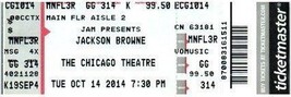 Jackson Browne Concert Ticket Stub October 14 2014 Chicago Illinois - £27.90 GBP