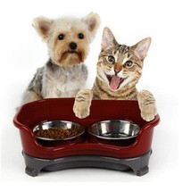 Pet Double Basin Stainless Steel Bowl Set - £30.33 GBP