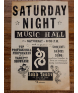Vintage Poster Rodale Theatre 62 East 4th St., Manhattan NYC Music Hall ... - £41.53 GBP