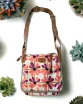 Fossil Bohemiam Style Coated Canvas With Leather Trim Floral Crossbody - £14.63 GBP