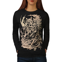 Wellcoda Dead Knight Bones Womens Long Sleeve T-shirt, Scary Skull Casual Design - £18.97 GBP