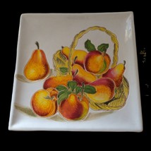 Italian Pottery Wall Plate Decor Handpainted Fruit Pear Peach Farmhouse - £19.17 GBP