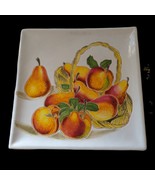 Italian Pottery Wall Plate Decor Handpainted Fruit Pear Peach Farmhouse - £18.86 GBP