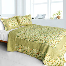 [Fantasia Original] Cotton 3PC Vermicelli-Quilted Patchwork Quilt Set (Full/Quee - $79.89