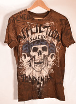 Affliction Mens Graphic Print T-shirt Brown S - £38.72 GBP