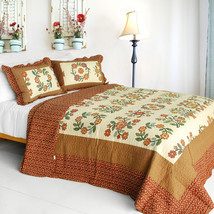 [I Believe] Cotton 3PC Vermicelli-Quilted Floral Patchwork Quilt Set (Full/Queen - £63.86 GBP