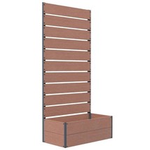Raised Garden Bed Planter with Slatted Fence Trellis in Brown Wood Finish - $257.59