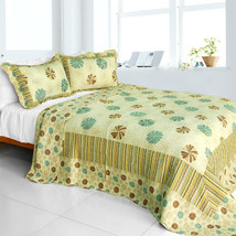 [Snowflakes Fall] Cotton 3PC Vermicelli-Quilted Patchwork Quilt Set (Full/Queen  - $79.89