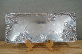 Arthur Court Cast Metal Tray 2002 Aluminum Metalware Oblong Grape Leaf C... - $34.90