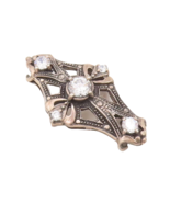925 Sterling Silver Vintage Pendant Victorian Design Carved Round CZ  PT... - $52.99 CAD