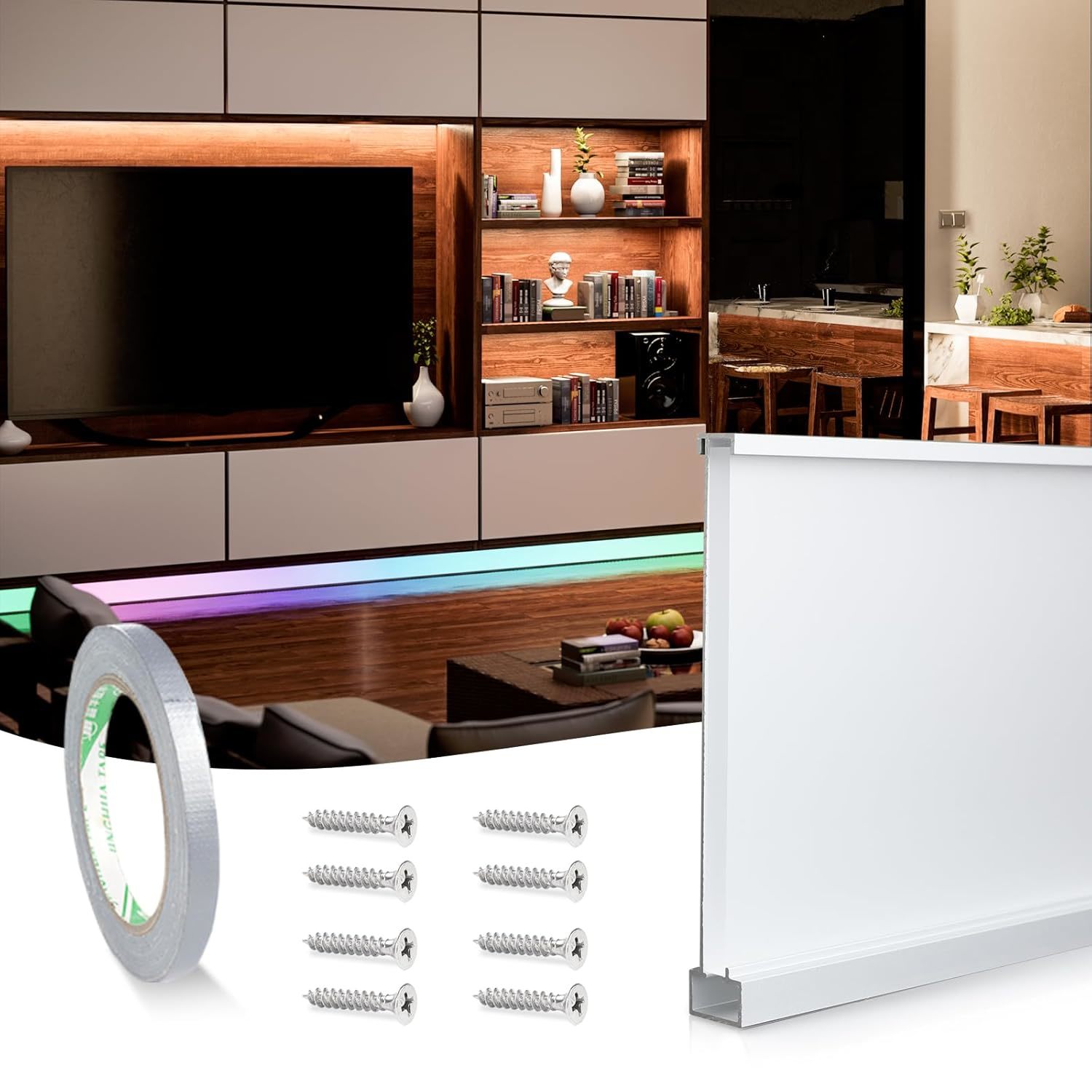 1Pack 4Ft Led Baseboard Lighting Led Neon Skirting Board Aluminum Channel Led St